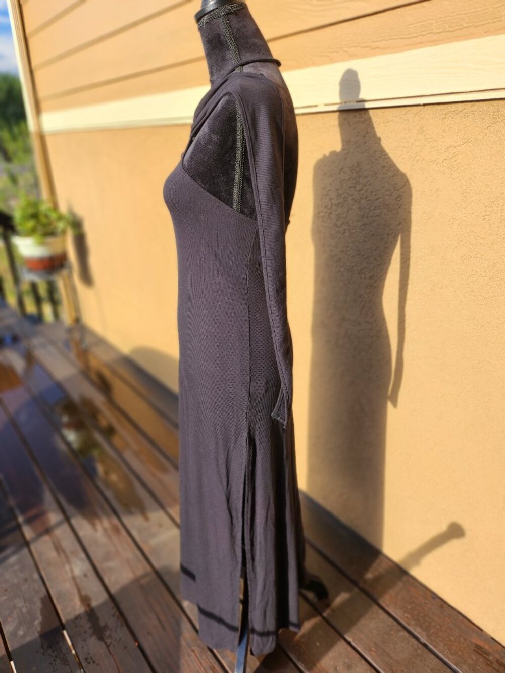 Salwa Owens Black Ribbed Avant-Garde Maxi Dress O-Ring Halter Knit Gown S - Picture 6 of 13
